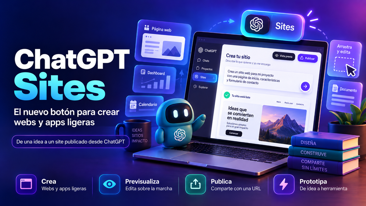 ChatGPT Sites: el nuevo botón para crear webs y aplicaciones ligeras desde ChatGPT