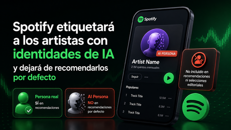 Spotify etiquetará a los artistas con identidades de IA y dejará de recomendarlos por defecto